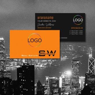 Stylish Plain Orange Black with Monogram and Logo