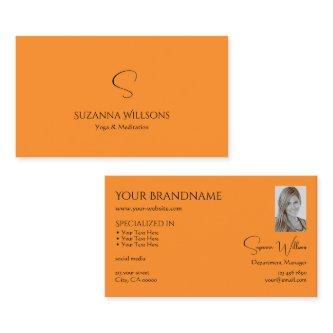 Stylish Plain Orange with Monogram and Photo Chic