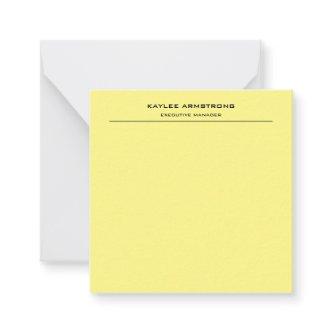 Stylish Plain Simple Professional Light Yellow Note Card
