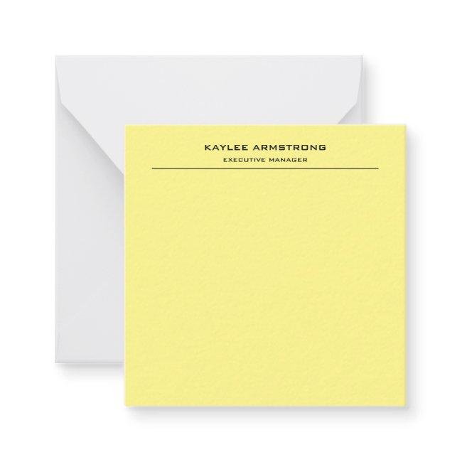 Stylish Plain Simple Professional Light Yellow Note Card