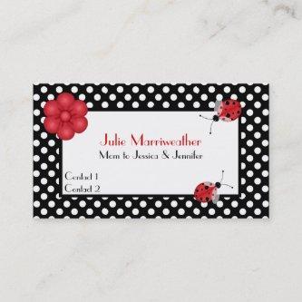 Stylish Polka Dots & Ladybugs Mommy Calling Card