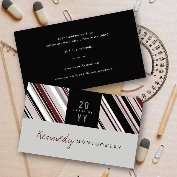 Stylish Preppy Brown Pin Stripes Modern Graduate Calling Card
