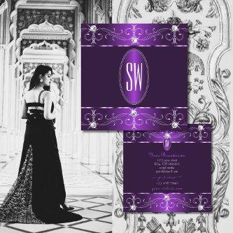 Stylish Purple and Lilac Ornate Ornaments Initials Square