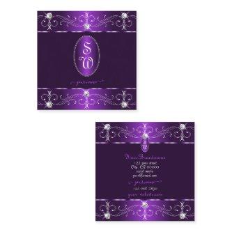 Stylish Purple and Lilac Ornate Ornaments Monogram Square