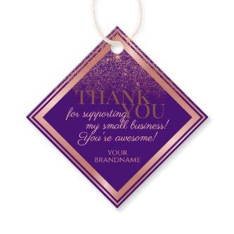 Stylish Purple and Rose Gold Packaging Thank You Favor Tags