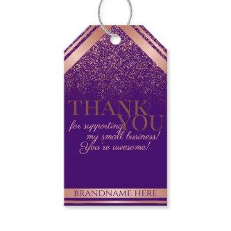 Stylish Purple and Rose Gold Packaging Thank You  Gift Tags