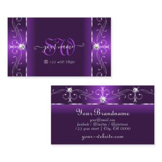 Stylish Purple and White Squiggled Jewels Monogram