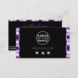 Stylish Purple Black Sparkling Diamonds with Logo