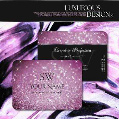 Stylish Purple Glitter Luminous Stars and Monogram
