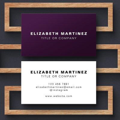 Stylish Purple Modern Front and Back Personalized