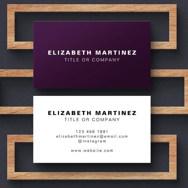 Stylish Purple Modern Front and Back Personalized