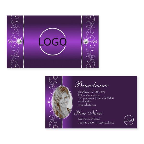 Stylish Purple White Squiggled Jewels Logo & Photo