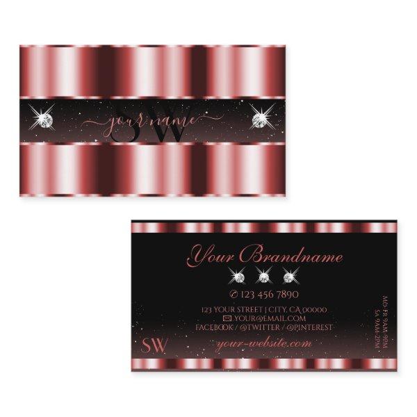 Stylish Red and Black Sparkling Diamonds Initials