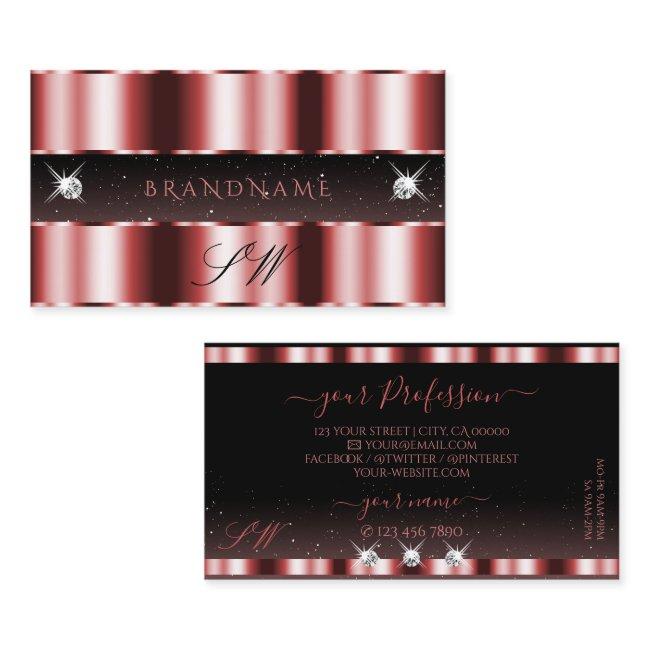 Stylish Red and Black Sparkling Diamonds Monogram