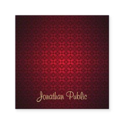 Stylish Red Damask Calligraphy Script Template Square