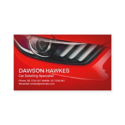 Stylish Red Sports Car Headlights Auto Detailing