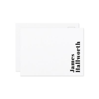 Stylish Retro Modern Lettering | Editable Black Postcard