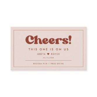 Stylish retro Peach Pink Wedding Drink ticket