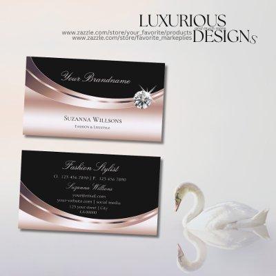 Stylish Rose Gold and Black with Sparkling Diamond