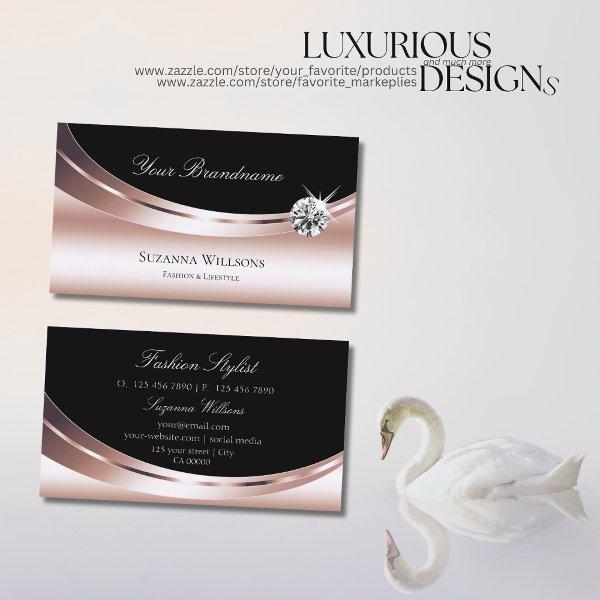 Stylish Rose Gold and Black with Sparkling Diamond