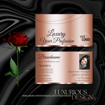 Stylish Rose Golden Glamorous with Logo and Photo