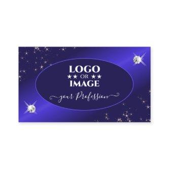Stylish Royal Blue Glitter Stars Diamonds Add Logo