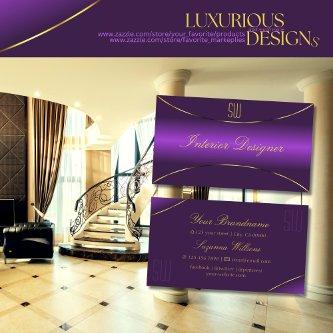 Stylish Royal Purple with Gold Border and Monogram