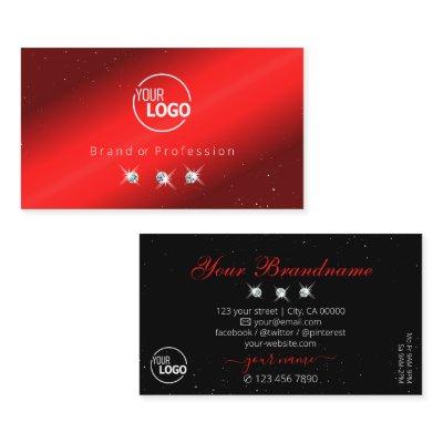 Stylish Ruby Red Black Sparkling Diamonds Add Logo