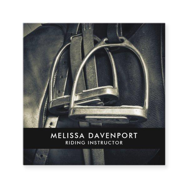 Stylish Silver Stirrups on English Riding Saddle Square