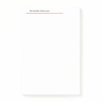 Stylish Simple Plain Black & White Red Minimalist Post-it Notes
