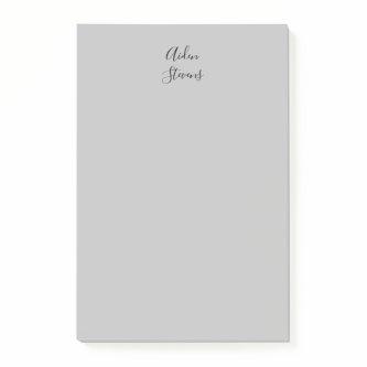 Stylish Simple Plain Grey Minimalist Calligraphy Post-it Notes