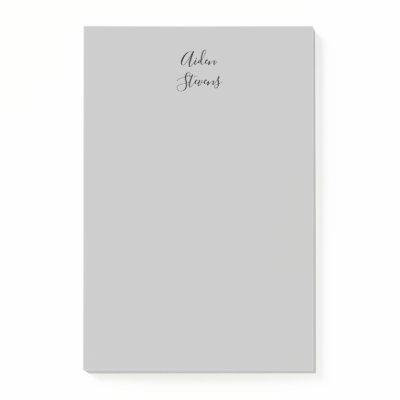 Stylish Simple Plain Grey Minimalist Calligraphy Post-it Notes