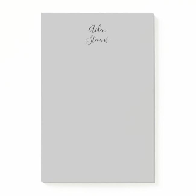 Stylish Simple Plain Grey Minimalist Calligraphy Post-it Notes