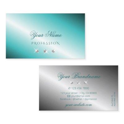 Stylish Teal and Silver Sparkling Diamonds Elegant
