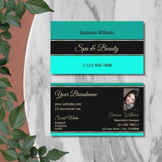 Stylish Teal Borders on Black Modern with Photo