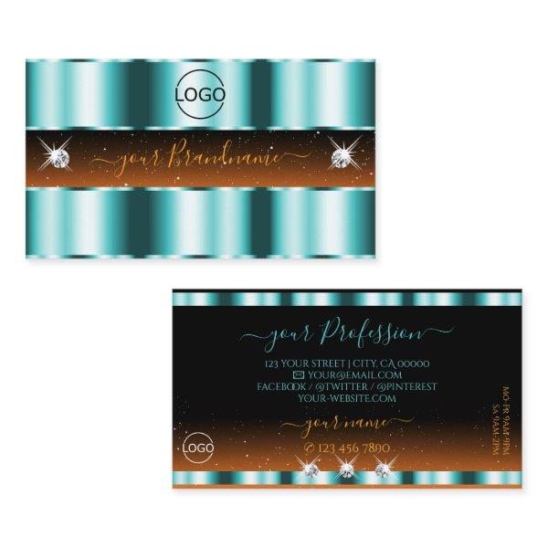 Stylish Teal Orange Black Sparkle Jewels with Logo