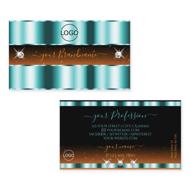 Stylish Teal Orange Black Sparkle Jewels with Logo