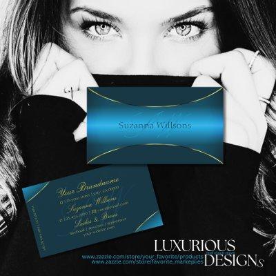 Stylish Teal with Gold Shimmer Border and Monogram