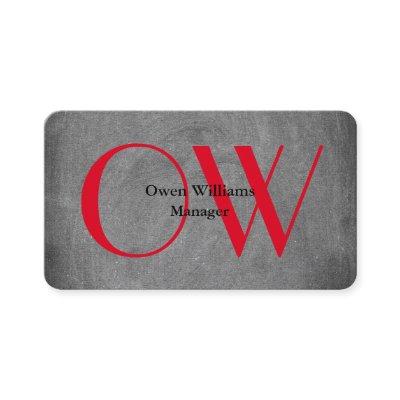 Stylish Unique Chalkboard Red Bold Text Monogram
