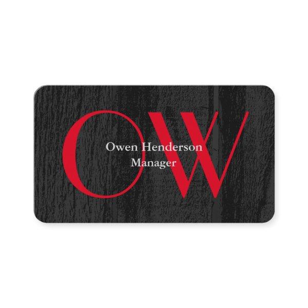 Stylish Unique Grey Wood Bold Red Text Monogram