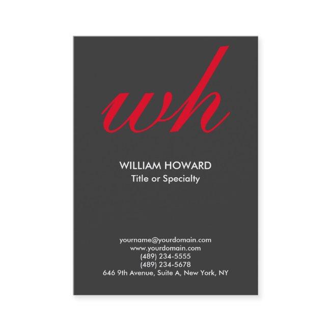 Stylish Vertical Modern Monogram Grey Red