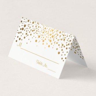 Stylish White and Gold Confetti | Place Cards