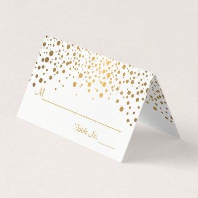 Stylish White and Gold Confetti | Place Cards