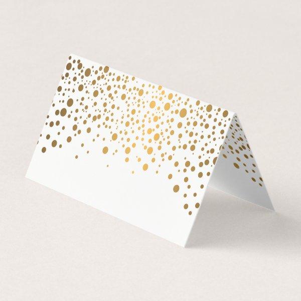 Stylish White and Gold Confetti | Place Cards