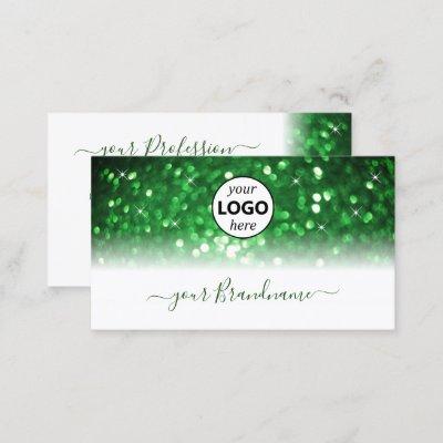 Stylish White and Green Sparkling Glitter Add Logo