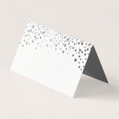 Stylish White and Silver Confetti | Place Cards