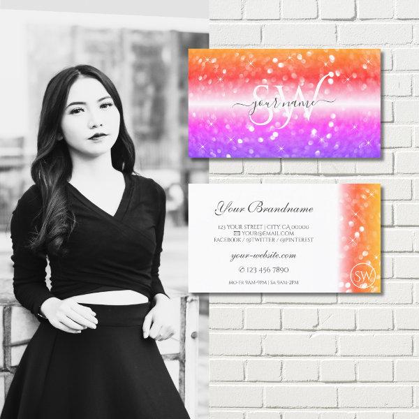 Stylish White Colorful Sparkling Glitter Initials