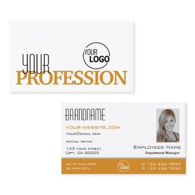 Stylish White Orange Simple with Logo and Photo