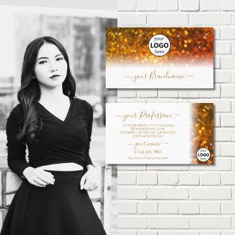 Stylish White Orange Sparkling Glitter with Logo
