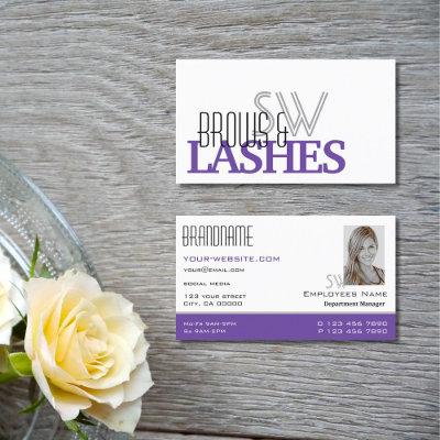 Stylish White Purple Monogram and Photo Simple